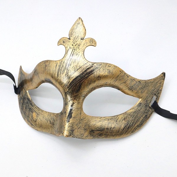 Halloween Ball Party Mask Retro Prince Flat Head Mask Antique Bronze Half Face Mask Black Decorative Men's and Women's Halloween Ball Party Mask Retro Prince Flat Head Mask Antique Bronze Half Face Mask Black Decorative Men's and Women's