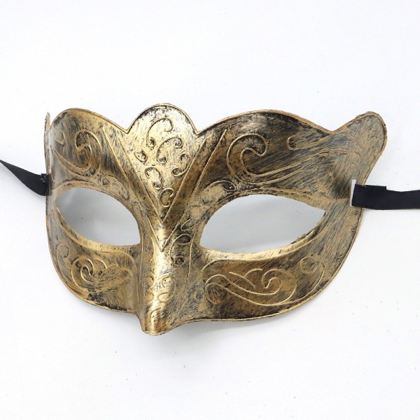 Halloween Ball Party Mask Retro Prince Flat Head Mask Antique Bronze Half Face Mask Black Decorative Men's and Women's Halloween Ball Party Mask Retro Prince Flat Head Mask Antique Bronze Half Face Mask Black Decorative Men's and Women's