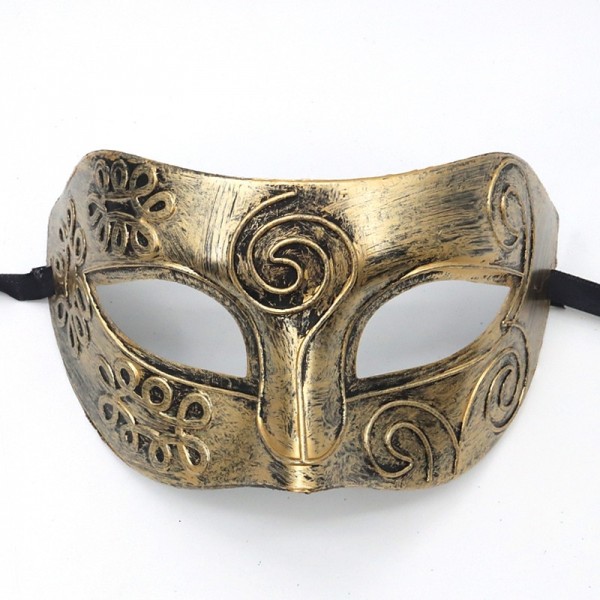Halloween Ball Party Mask Retro Prince Flat Head Mask Antique Bronze Half Face Mask Black Decorative Men's and Women's Halloween Ball Party Mask Retro Prince Flat Head Mask Antique Bronze Half Face Mask Black Decorative Men's and Women's