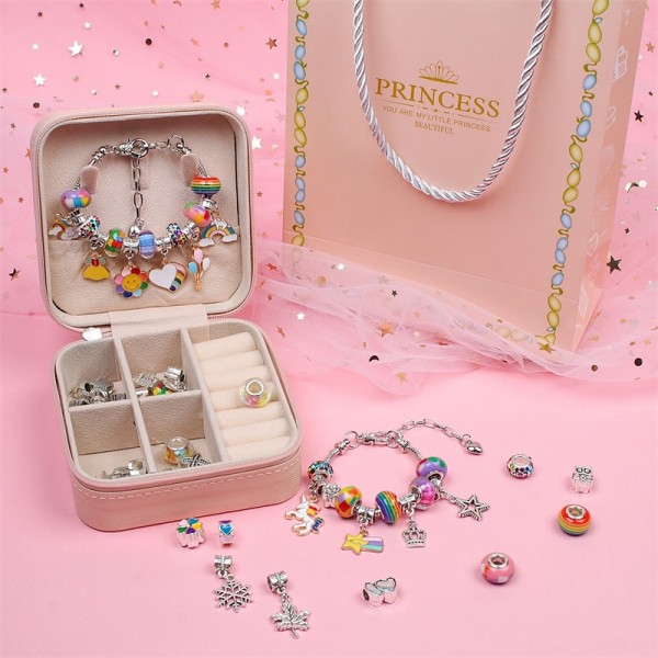 Charm Bracelet Making Kit - Girls DIY Beaded Jewelry Making Kit, Unicorn & Mermaid Gifts Toys Crafts For Girls Birthday Gift, Festival, New Year With Pink Birthday Gift Box Charm Bracelet Making Kit - Girls DIY Beaded Jewelry Making Kit, Unicorn & Mermaid Gifts Toys Crafts For Girls Birthday Gift, Festival, New Year With Pink Birthday Gift Box