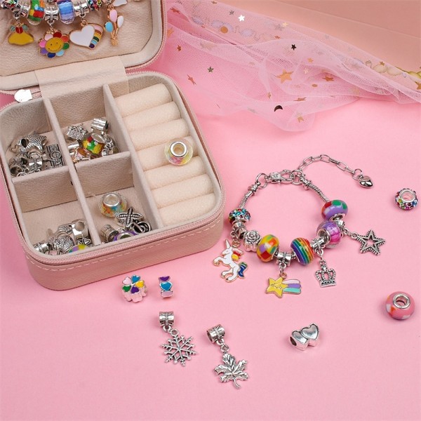 Charm Bracelet Making Kit - Girls DIY Beaded Jewelry Making Kit, Unicorn & Mermaid Gifts Toys Crafts For Girls Birthday Gift, Festival, New Year With Pink Birthday Gift Box Charm Bracelet Making Kit - Girls DIY Beaded Jewelry Making Kit, Unicorn & Mermaid Gifts Toys Crafts For Girls Birthday Gift, Festival, New Year With Pink Birthday Gift Box