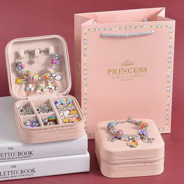 Charm Bracelet Making Kit - Girls DIY Beaded Jewelry Making Kit, Unicorn & Mermaid Gifts Toys Crafts For Girls Birthday Gift, Festival, New Year With Pink Birthday Gift Box Charm Bracelet Making Kit - Girls DIY Beaded Jewelry Making Kit, Unicorn & Mermaid Gifts Toys Crafts For Girls Birthday Gift, Festival, New Year With Pink Birthday Gift Box