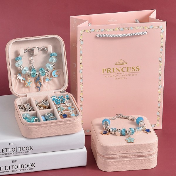Charm Bracelet Making Kit - Girls DIY Beaded Jewelry Making Kit, Unicorn & Mermaid Gifts Toys Crafts For Girls Birthday Gift, Festival, New Year With Pink Birthday Gift Box Charm Bracelet Making Kit - Girls DIY Beaded Jewelry Making Kit, Unicorn & Mermaid Gifts Toys Crafts For Girls Birthday Gift, Festival, New Year With Pink Birthday Gift Box