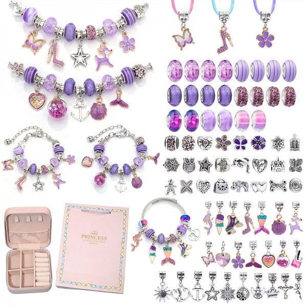 Charm Bracelet Making Kit - Girls DIY Beaded Jewelry Making Kit, Unicorn & Mermaid Gifts Toys Crafts For Girls Birthday Gift, Festival, New Year With Pink Birthday Gift Box Charm Bracelet Making Kit - Girls DIY Beaded Jewelry Making Kit, Unicorn & Mermaid Gifts Toys Crafts For Girls Birthday Gift, Festival, New Year With Pink Birthday Gift Box