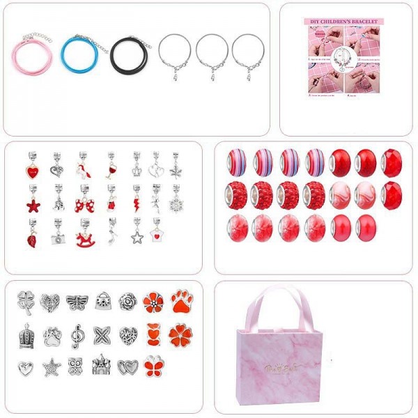 Charm Bracelet Making Kit - Girls DIY Beaded Jewelry Making Kit, Unicorn & Mermaid Gifts Toys Crafts For Girls Birthday Gift, Festival, New Year With Pink Birthday Gift Box Charm Bracelet Making Kit - Girls DIY Beaded Jewelry Making Kit, Unicorn & Mermaid Gifts Toys Crafts For Girls Birthday Gift, Festival, New Year With Pink Birthday Gift Box