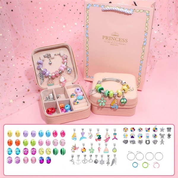 Charm Bracelet Making Kit - Girls DIY Beaded Jewelry Making Kit, Unicorn & Mermaid Gifts Toys Crafts For Girls Birthday Gift, Festival, New Year With Pink Birthday Gift Box Charm Bracelet Making Kit - Girls DIY Beaded Jewelry Making Kit, Unicorn & Mermaid Gifts Toys Crafts For Girls Birthday Gift, Festival, New Year With Pink Birthday Gift Box