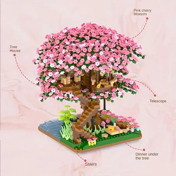 2028PCS Pink Sakura Tree House Building Blocks - Cherry Blossom DIYToys for Kids - Perfect Gift ldea! (Not Sets) 2028PCS Pink Sakura Tree House Building Blocks - Cherry Blossom DIYToys for Kids - Perfect Gift ldea! (Not Sets)
