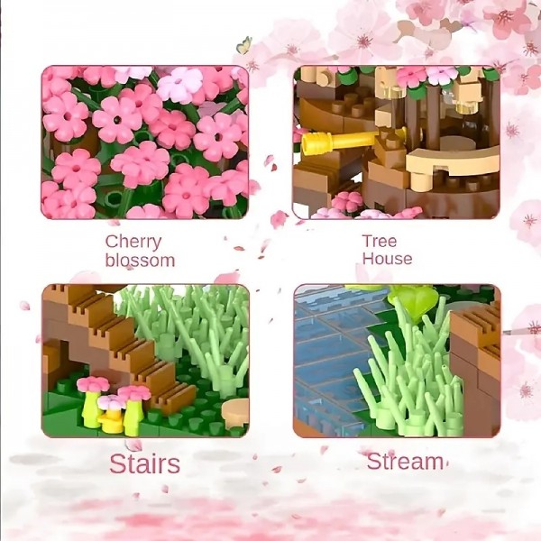 2028PCS Pink Sakura Tree House Building Blocks - Cherry Blossom DIYToys for Kids - Perfect Gift ldea! (Not Sets) 2028PCS Pink Sakura Tree House Building Blocks - Cherry Blossom DIYToys for Kids - Perfect Gift ldea! (Not Sets)