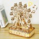 3D Wooden Puzzles Led Rotatable Ferris Wheel Music Octave Box Model Mechanical Kit Assembly Decor DIY Toy Gift for Kid Adult