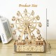 3D Wooden Puzzles Led Rotatable Ferris Wheel Music Octave Box Model Mechanical Kit Assembly Decor DIY Toy Gift for Kid Adult