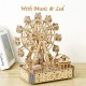 3D Wooden Puzzles Led Rotatable Ferris Wheel Music Octave Box Model Mechanical Kit Assembly Decor DIY Toy Gift for Kid Adult
