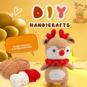 Crochet Kit for Beginners, Crocheting Animals Kits w Step-by-Step Video Tutorials, Knitting Starter Pack for Adults and Kids Handmade DIY Knitted Wool with Deer Doll Hook Music Material Bag
