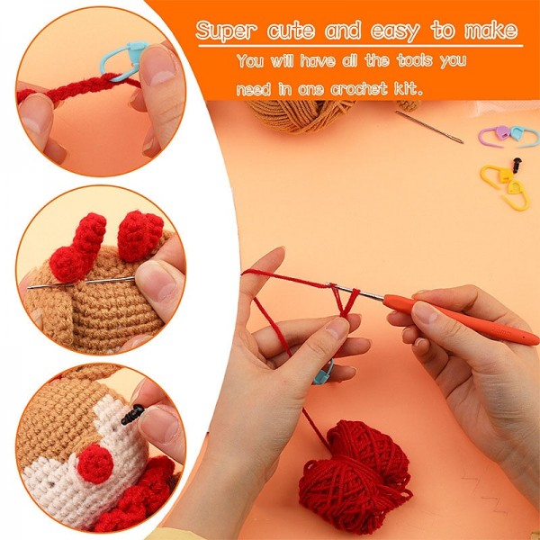 Crochet Kit for Beginners, Crocheting Animals Kits w Step-by-Step Video Tutorials, Knitting Starter Pack for Adults and Kids Handmade DIY Knitted Wool with Deer Doll Hook Music Material Bag Crochet Kit for Beginners, Crocheting Animals Kits w Step-by-Step Video Tutorials, Knitting Starter Pack for Adults and Kids Handmade DIY Knitted Wool with Deer Doll Hook Music Material Bag