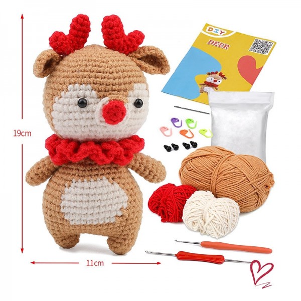 Crochet Kit for Beginners, Crocheting Animals Kits w Step-by-Step Video Tutorials, Knitting Starter Pack for Adults and Kids Handmade DIY Knitted Wool with Deer Doll Hook Music Material Bag Crochet Kit for Beginners, Crocheting Animals Kits w Step-by-Step Video Tutorials, Knitting Starter Pack for Adults and Kids Handmade DIY Knitted Wool with Deer Doll Hook Music Material Bag