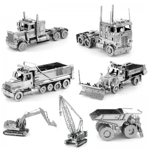 Aipin 3D Metal Assembly Model DIY Jigsaw Engineering Vehicle Leader Nose COE Truck Loader Crane