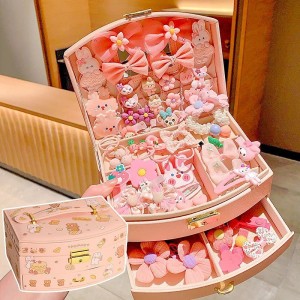 Korean Version Of Children&#039;s Pink Hair Accessories Gift Box Set Girl Princess Hair Card Girl Headwear Baby Jewelry Birthday