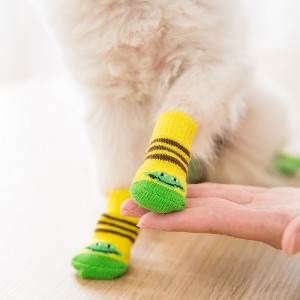 High Quality Non Slip Bottom Pet Socks Small Dog Socks Dog Foot Covers Teddy Dog Poodle Cotton Socks Set Of 4 Pieces