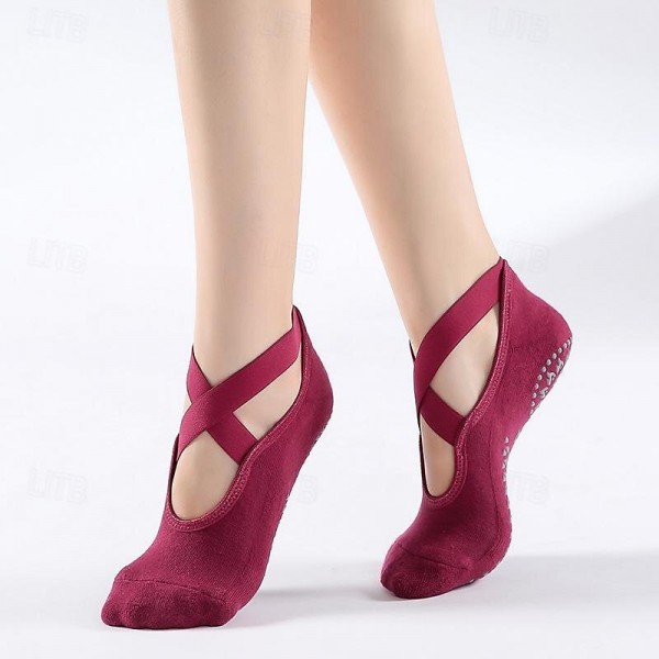 New cross band yoga socks towel bottom with glue ballet sports socks cotton cross-border YOGA SOCKS