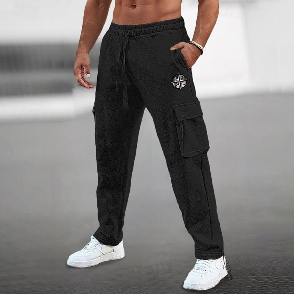95%Cotton Men's Embroidery Sweatpants Joggers Trousers Drawstring Elastic Waist Multi Pocket Plain Comfort Breathable Casual Daily Holiday Sports Fashion Spring Summer Black White 95%Cotton Men's Embroidery Sweatpants Joggers Trousers Drawstring Elastic Waist Multi Pocket Plain Comfort Breathable Casual Daily Holiday Sports Fashion Spring Summer Black White