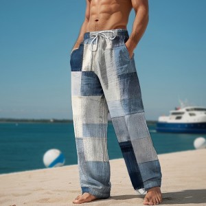 Plaid Color Block Men's Resort 3D Printed Casual Pants Trousers Elastic Waist Drawstring Loose Fit Straight-Leg Summer Beach Pants S TO 3XL Plaid Color Block Men's Resort 3D Printed Casual Pants Trousers Elastic Waist Drawstring Loose Fit Straight-Leg Summer Beach Pants S TO 3XL