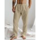 Men's Linen Pants Trousers Summer Pants Drawstring Elastic Waist Plain Comfort Breathable Full Length Daily Beach Fashion Simple White Blue Micro-elastic Men's Linen Pants Trousers Summer Pants Drawstring Elastic Waist Plain Comfort Breathable Full Length Daily Beach Fashion Simple White Blue Micro-elastic