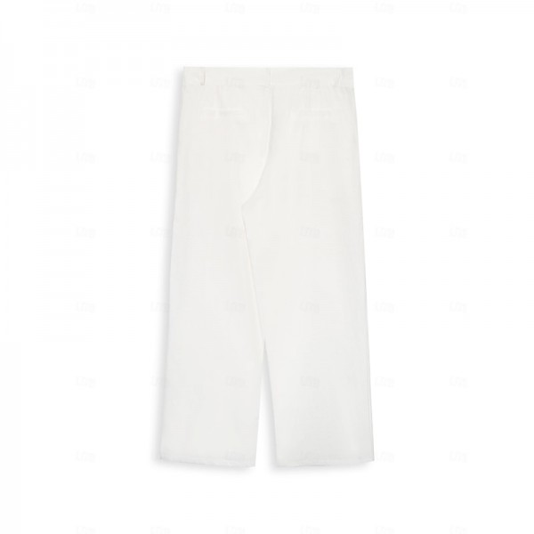 Men's Linen Pants Trousers Summer Pants Front Pocket Pleats Straight Leg Plain Comfort Breathable Casual Daily Holiday Fashion Basic Black White Men's Linen Pants Trousers Summer Pants Front Pocket Pleats Straight Leg Plain Comfort Breathable Casual Daily Holiday Fashion Basic Black White
