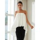 Cotton Shirred Bandeau Irregular Hem Shirt Cotton Shirred Bandeau Irregular Hem Shirt