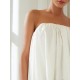 Cotton Shirred Bandeau Irregular Hem Shirt Cotton Shirred Bandeau Irregular Hem Shirt