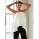 Cotton Shirred Bandeau Irregular Hem Shirt Cotton Shirred Bandeau Irregular Hem Shirt