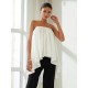 Cotton Shirred Bandeau Irregular Hem Shirt Cotton Shirred Bandeau Irregular Hem Shirt