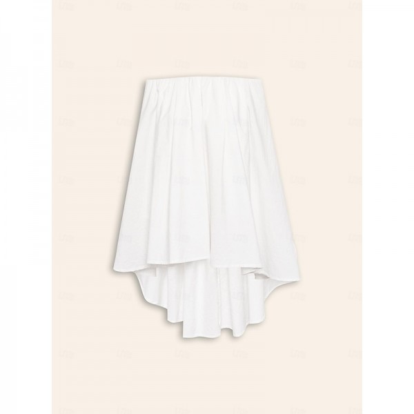 Cotton Shirred Bandeau Irregular Hem Shirt Cotton Shirred Bandeau Irregular Hem Shirt