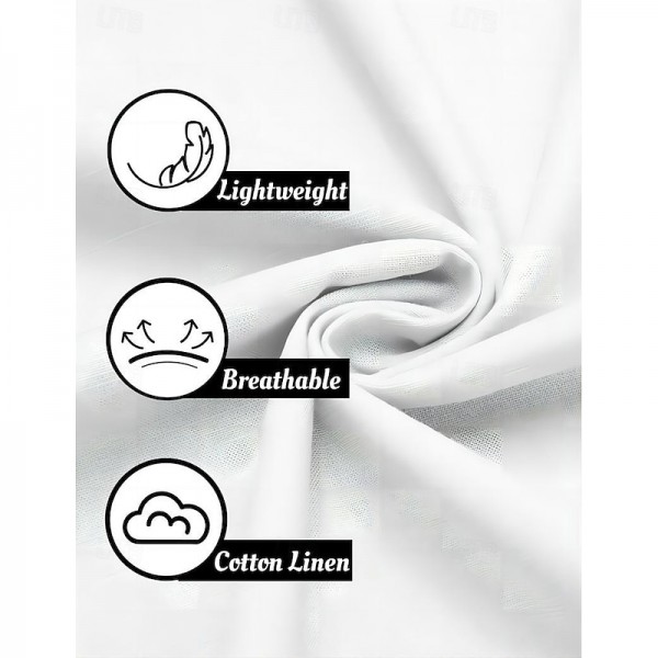 Men&#039;s Linen Pants Trousers Summer Pants Button Front Pocket Side Button Plain Comfort Breathable Full Length Casual Daily Holiday Fashion Basic Black White