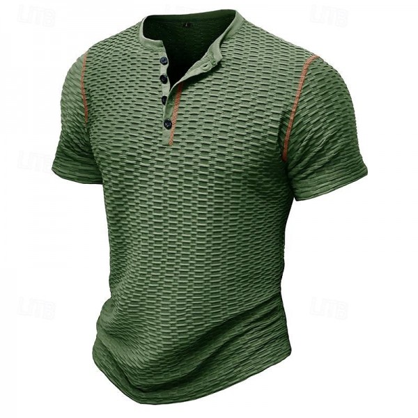 Men's Waffle Henley Shirt Tee Top Solid Color Henley Outdoor Casual Short Sleeve Button Clothing Apparel Fashion Designer Comfortable Men's Waffle Henley Shirt Tee Top Solid Color Henley Outdoor Casual Short Sleeve Button Clothing Apparel Fashion Designer Comfortable