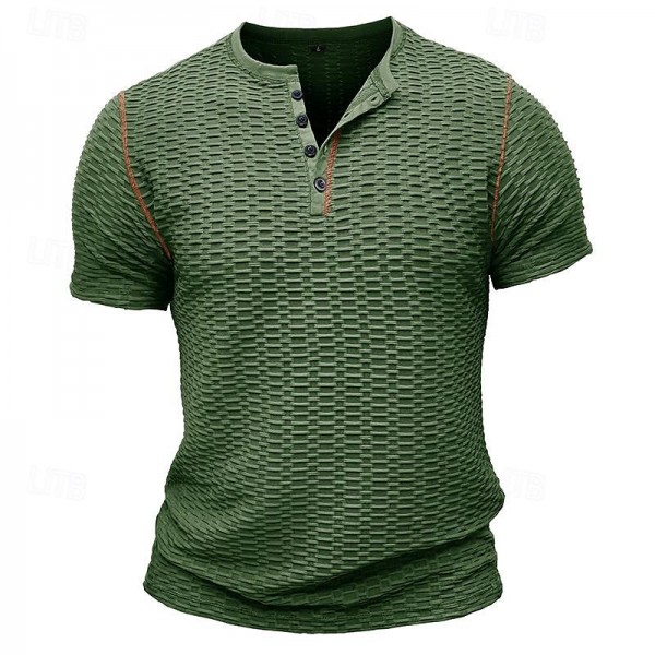 Men's Waffle Henley Shirt Tee Top Solid Color Henley Outdoor Casual Short Sleeve Button Clothing Apparel Fashion Designer Comfortable Men's Waffle Henley Shirt Tee Top Solid Color Henley Outdoor Casual Short Sleeve Button Clothing Apparel Fashion Designer Comfortable