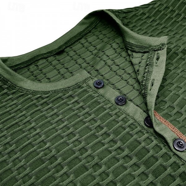 Men's Waffle Henley Shirt Tee Top Solid Color Henley Outdoor Casual Short Sleeve Button Clothing Apparel Fashion Designer Comfortable Men's Waffle Henley Shirt Tee Top Solid Color Henley Outdoor Casual Short Sleeve Button Clothing Apparel Fashion Designer Comfortable