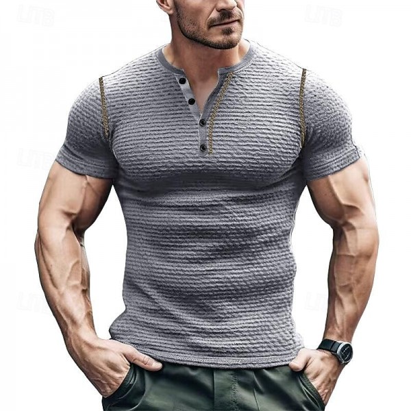 Men's Waffle Henley Shirt Tee Top Solid Color Henley Outdoor Casual Short Sleeve Button Clothing Apparel Fashion Designer Comfortable Men's Waffle Henley Shirt Tee Top Solid Color Henley Outdoor Casual Short Sleeve Button Clothing Apparel Fashion Designer Comfortable