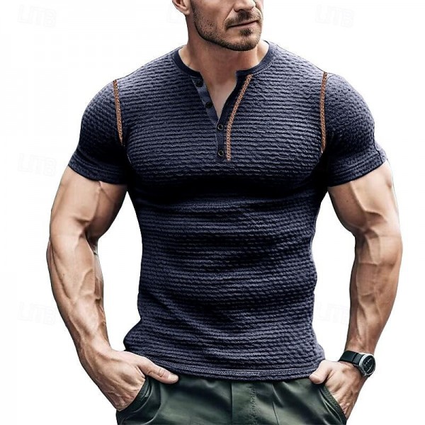 Men's Waffle Henley Shirt Tee Top Solid Color Henley Outdoor Casual Short Sleeve Button Clothing Apparel Fashion Designer Comfortable Men's Waffle Henley Shirt Tee Top Solid Color Henley Outdoor Casual Short Sleeve Button Clothing Apparel Fashion Designer Comfortable