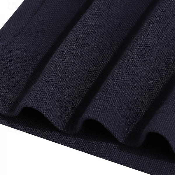 Men&#039;s Polo Shirt Golf Shirt Work Business Ribbed Polo Collar Classic Short Sleeve Basic Modern Solid Color Patchwork Button Spring &amp; Summer Regular Fit Black Burgundy Navy Blue Royal Blue Polo Shirt