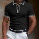 Men&#039;s Polo Shirt Golf Shirt Work Business Ribbed Polo Collar Classic Short Sleeve Basic Modern Solid Color Patchwork Button Spring &amp; Summer Regular Fit Black Burgundy Navy Blue Royal Blue Polo Shirt