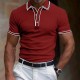 Men&#039;s Polo Shirt Golf Shirt Work Business Ribbed Polo Collar Classic Short Sleeve Basic Modern Solid Color Patchwork Button Spring &amp; Summer Regular Fit Black Burgundy Navy Blue Royal Blue Polo Shirt