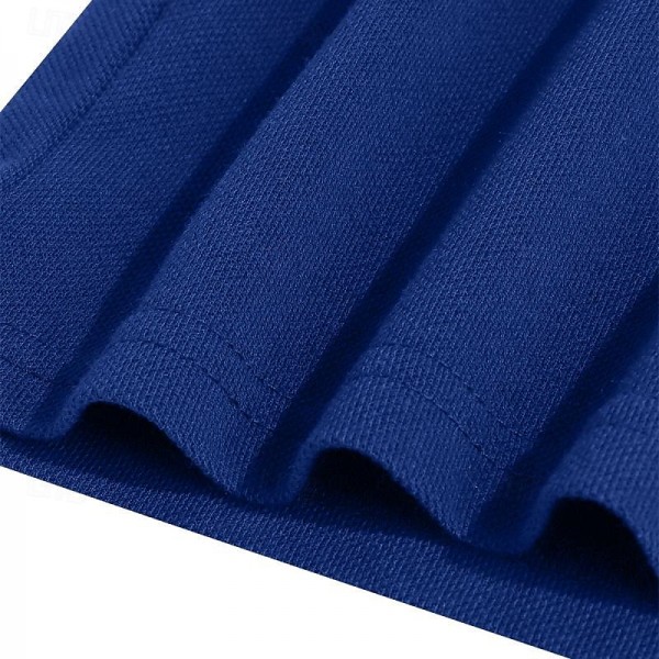 Men&#039;s Polo Shirt Golf Shirt Work Business Ribbed Polo Collar Classic Short Sleeve Basic Modern Solid Color Patchwork Button Spring &amp; Summer Regular Fit Black Burgundy Navy Blue Royal Blue Polo Shirt
