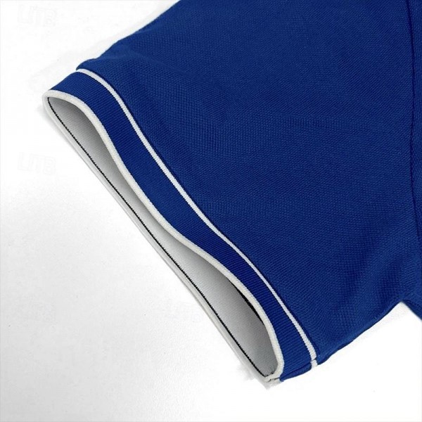 Men&#039;s Polo Shirt Golf Shirt Work Business Ribbed Polo Collar Classic Short Sleeve Basic Modern Solid Color Patchwork Button Spring &amp; Summer Regular Fit Black Burgundy Navy Blue Royal Blue Polo Shirt