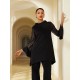 Modal High Neck Flare Cuff Blouse