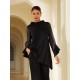 Modal High Neck Flare Cuff Blouse