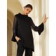 Modal High Neck Flare Cuff Blouse