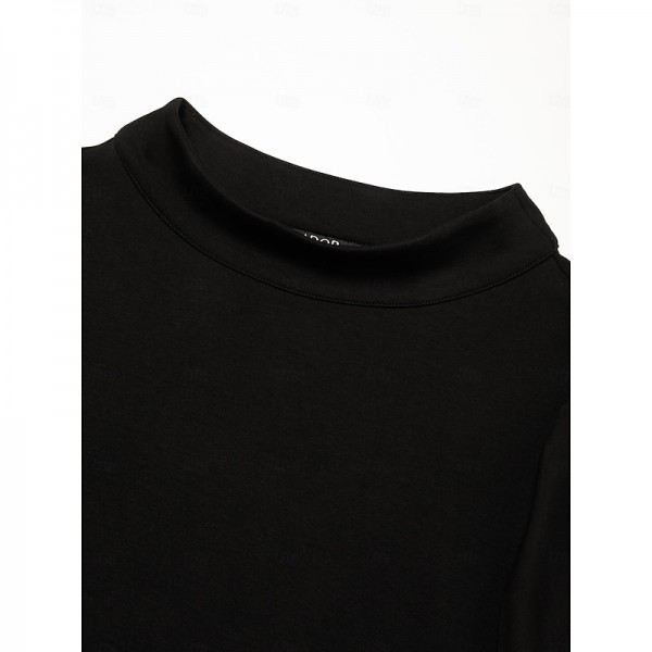 Modal High Neck Flare Cuff Blouse