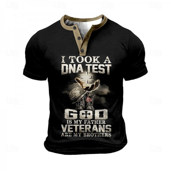 I Took A Dna Test God Is My Father Veterans Are My Brothers American Us Flag Soldier Sports Fashion Casual Men'S 3d Print T Shirt Tee Street Sports Outdoor Festival Black Henley Shirt Summer Spring I Took A Dna Test God Is My Father Veterans Are My Brothers American Us Flag Soldier Sports Fashion Casual Men'S 3d Print T Shirt Tee Street Sports Outdoor Festival Black Henley Shirt Summer Spring