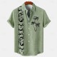 Men&#039;s 18.6% Linen 63.2% Polyester 18.2% Cellulose Fiber Recycled Fiber Linen Shirt Coconut Tree Graphic Prints Print Short Sleeve Stand Collar Blue, Brown, Green Shirt Outdoor Street Casual