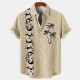 Men&#039;s 18.6% Linen 63.2% Polyester 18.2% Cellulose Fiber Recycled Fiber Linen Shirt Coconut Tree Graphic Prints Print Short Sleeve Stand Collar Blue, Brown, Green Shirt Outdoor Street Casual
