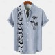 Men&#039;s 18.6% Linen 63.2% Polyester 18.2% Cellulose Fiber Recycled Fiber Linen Shirt Coconut Tree Graphic Prints Print Short Sleeve Stand Collar Blue, Brown, Green Shirt Outdoor Street Casual